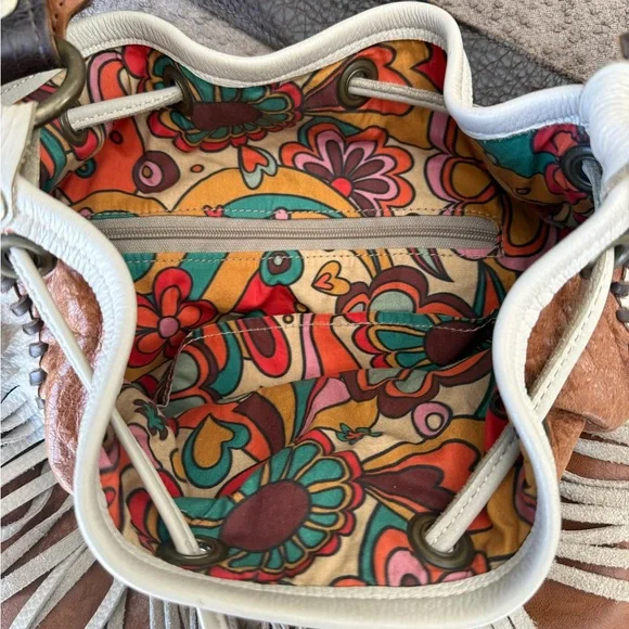 Boho Chic Fringed Leather and Suede Hobo Bag - Picture 3 of 6